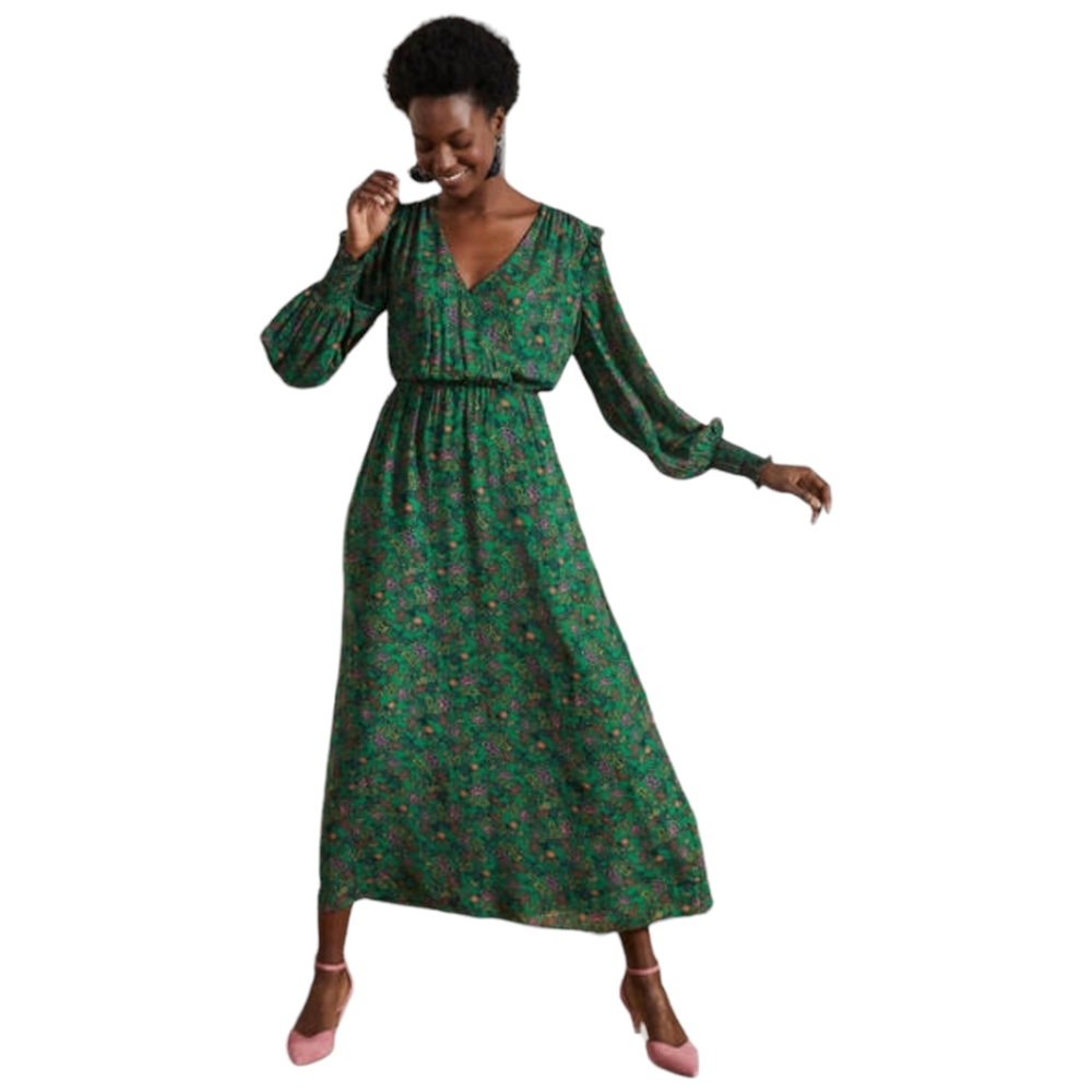 New Becky Green Midi Wrap Dress